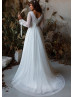 Ivory Polka Dot Tulle Lace Ruched Wedding Dress